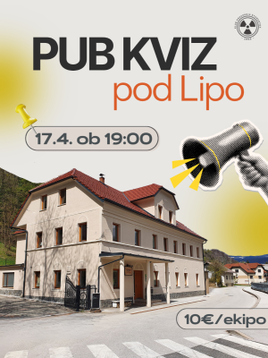 Plakat dogodka Pub kviz pod Lipo