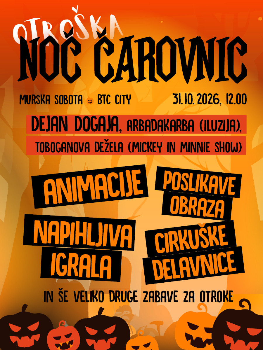 Otroška noč čarovnic Murska Sobota BTC City 2026