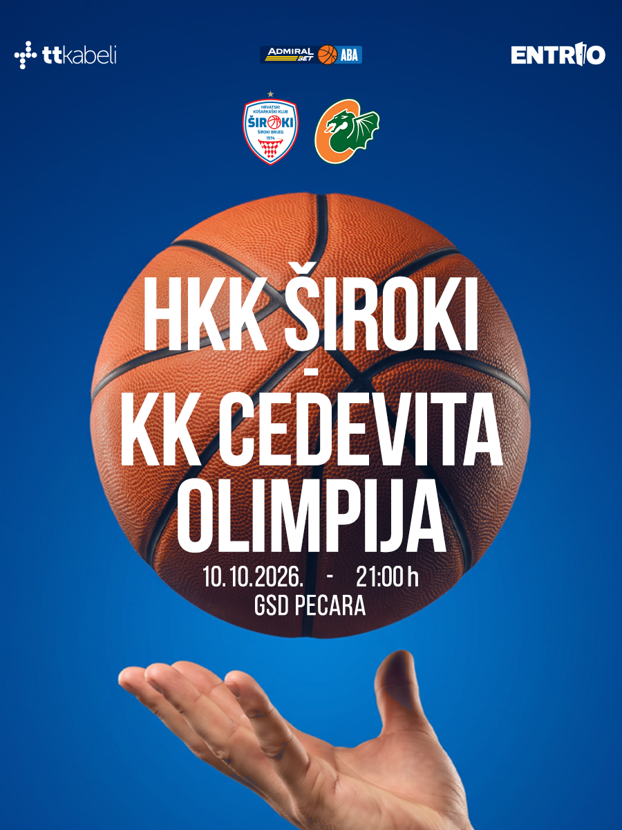 ABA League: HKK "ŠIROKI TT KABELI" - Cedevita Olimpija