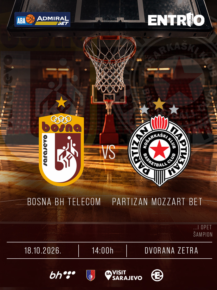 AdmiralBet ABA League : KK BOSNA BH TELECOM - Partizan Mozzart Bet