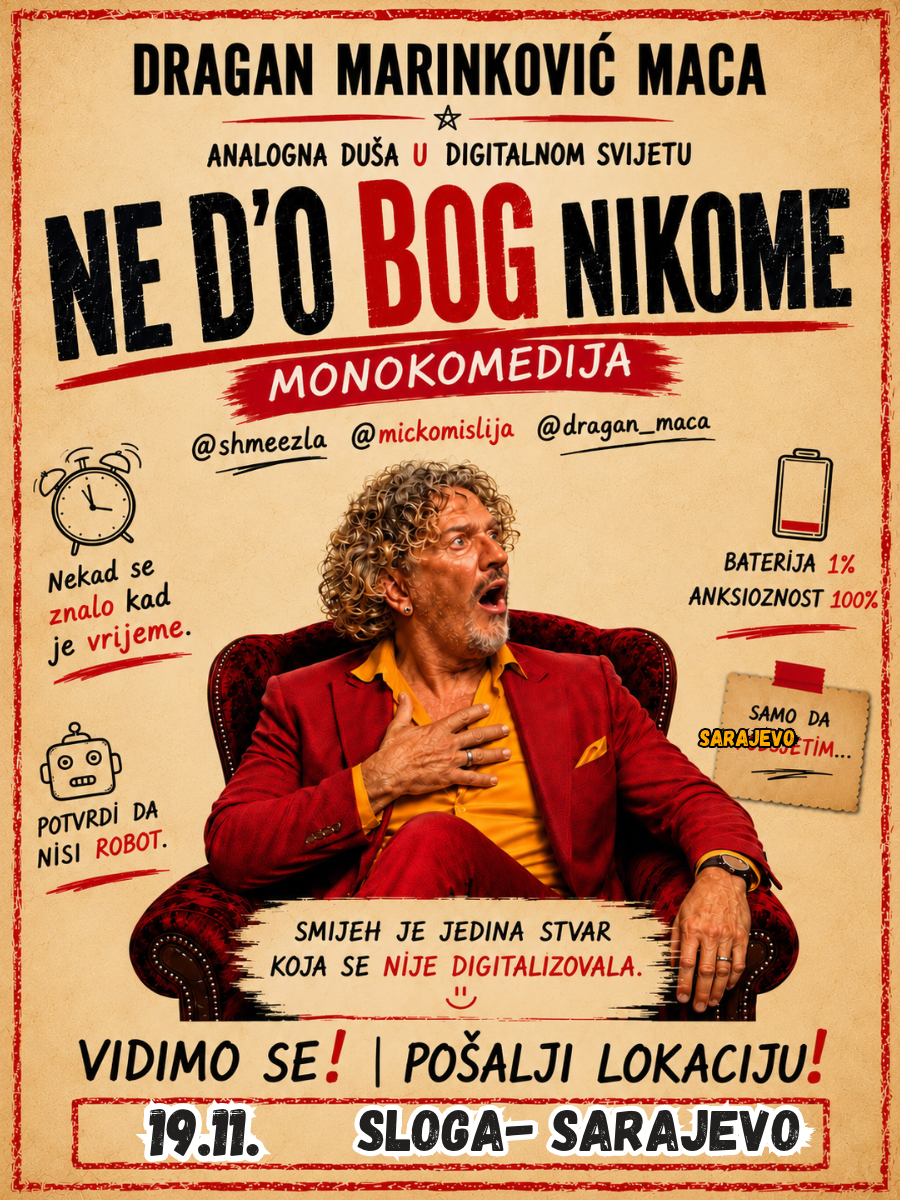 Premijera nove monokomedije "Ne d'o Bog nikome"